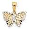 10K Gold & Rhodium Plated Butterfly Charm Pendant Jewelry 14mm x 16mm